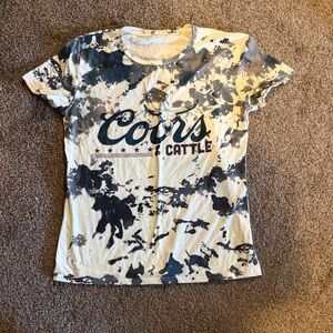 Coors Cattle Graphic Tie-Dye Tee in Cream and Black